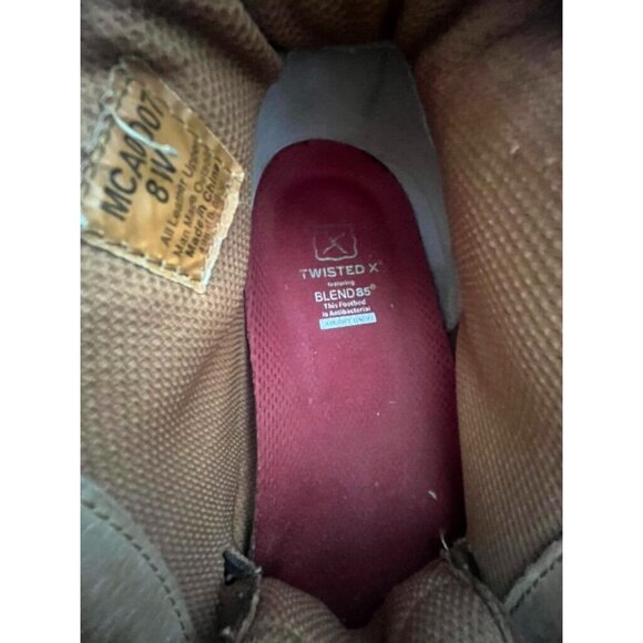 Twisted X Mens Moc Toe Leather Boots Size 8W Brown With Comfort Insole - Picture 5 of 8